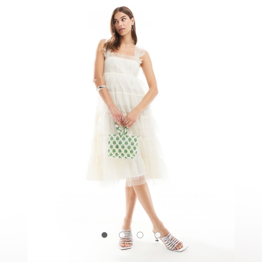 NWT ASOS Sister Jane cami tulle midi dress in ivory